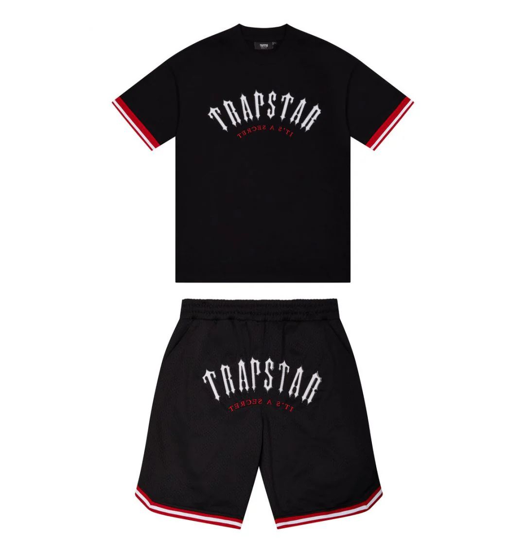 Trapstar Shorts Set Black | London Arch Mesh Two-Piece Premium Street Set